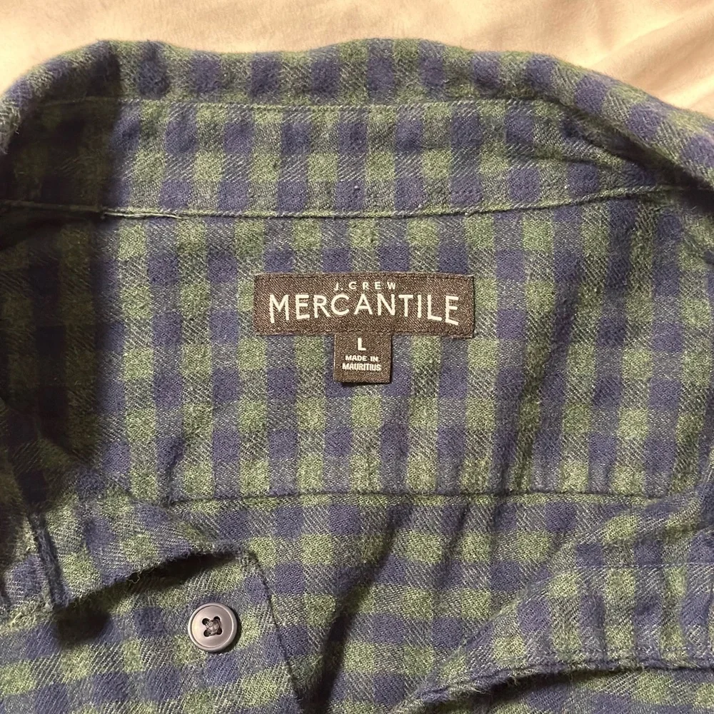 J. Crew Navy and Green Checkered Shirt